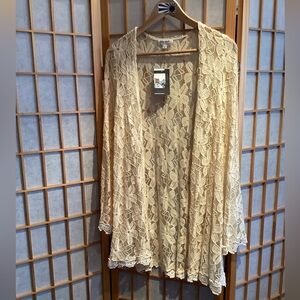 UO Love Sadie Lace Duster Cream Women's Size XS